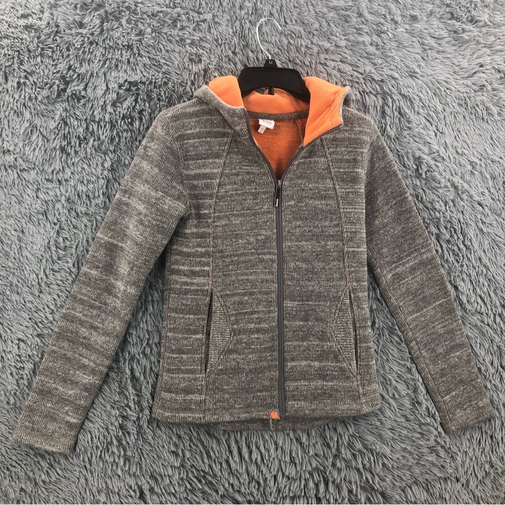 Bench Jacket Womens Small Wool Blend Grey Orange Full Zip Coat Pockets